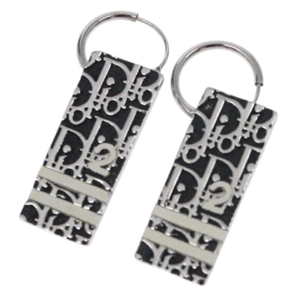 Dior Black and Silver Patterned Drop Earrings